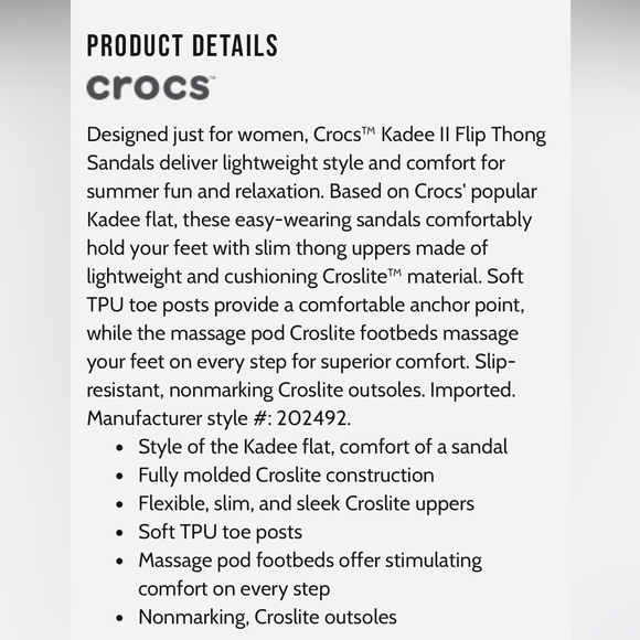 CROCS Kadee II Women’s Flip Thong Sandals NWOT - Picture 5 of 5